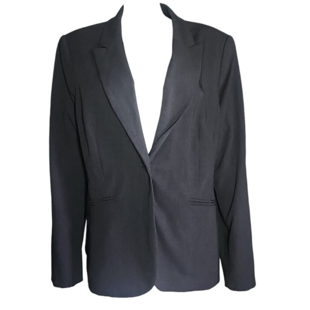 LIZ CLAIBORNE Solid All Grey Gray Blazer‎ Suit Business Jacket Womens Size 18